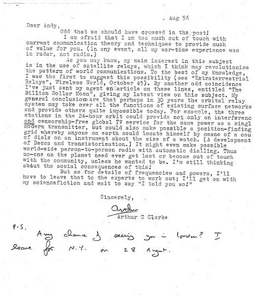 Carta de Arthur C. Clarke
