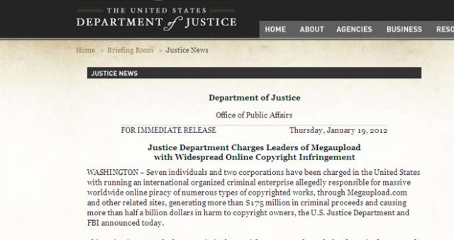 Veja a declaração completa do Departamento de Justiça contra MegaUpload