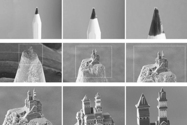 Imprimindo um castelo em 3D na ponta de um lápis
