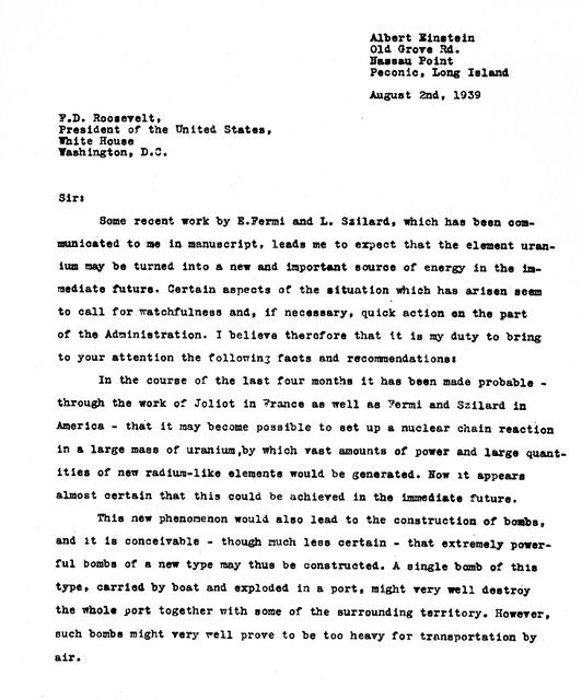 Carta de Einstein para Roosevelt - Pgina 1