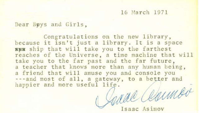 Uma inspiradora carta de Isaac Asimov