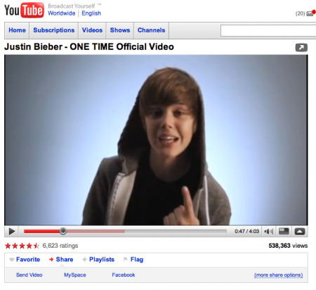 Justin Bieber no Youtube