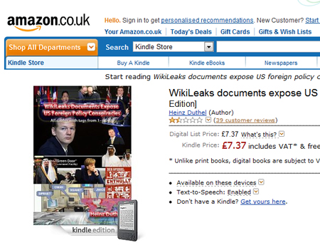 Cabos da Wikileaks em venda na Amazon UK